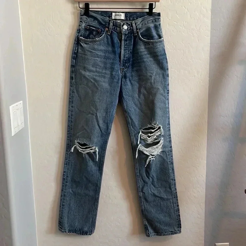 AGOLDE Lana Vintage Straight Leg Jeans in Wash Backdrop